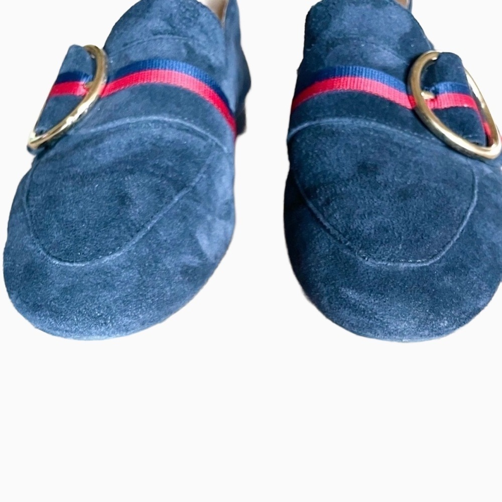 Paul Green Banner Loafers Navy Blue Suede Gold Buckle Size 7.5 - Picture 6 of 12